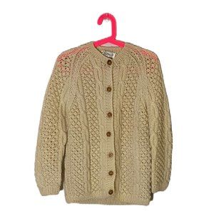 100%wool Hand Knit made in Italy Unisex medium cream color sweater